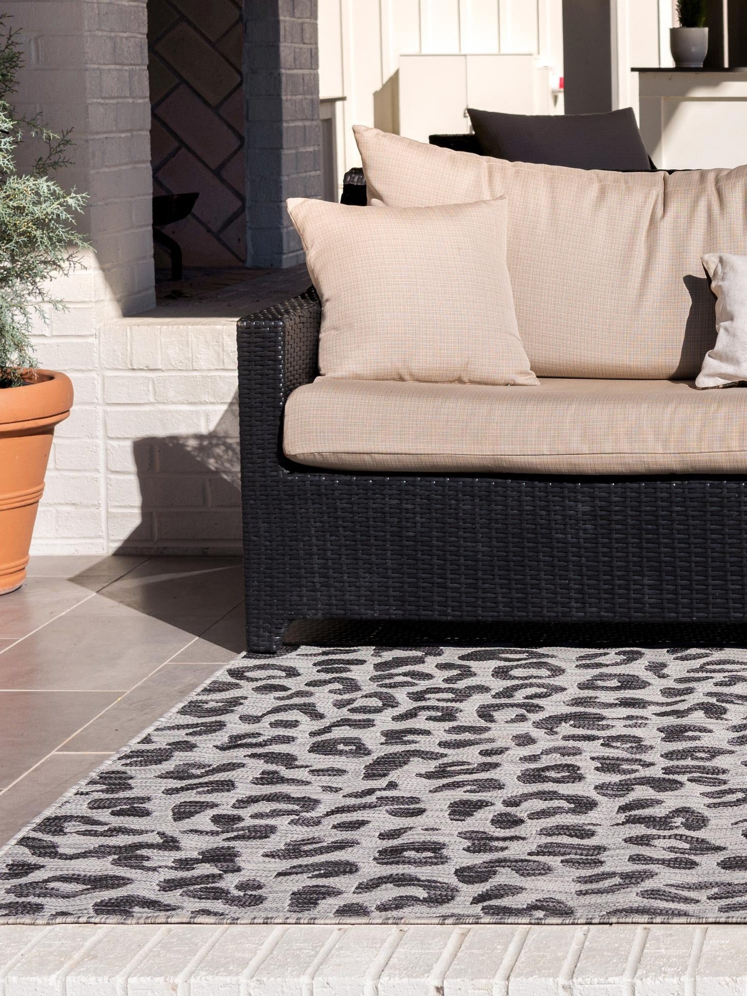 Light Gray 3' 1 x 5' 3 Outdoor Safari Rectangle Area Rug Weather Resistant for Patio, Deck, Terrace, Balcony, Porch Animal Print Wildlife Nature Carpet for Sale at Rug Engine