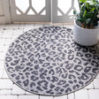 Light Gray 5' 3 x 5' 3 Outdoor Safari Round Area Rug Weather Resistant for Patio, Deck, Terrace, Balcony, Porch Animal Print Wildlife Nature Carpet for Sale at Rug Engine