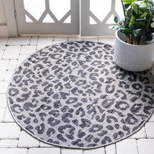 Light Gray 10' x 10' Outdoor Safari Round Area Rug Weather Resistant for Patio, Deck, Terrace, Balcony, Porch Animal Print Wildlife Nature Carpet for Sale at Rug Engine