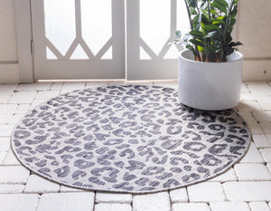 Light Gray 13' 1 x 13' 1 Outdoor Safari Round Area Rug Weather Resistant for Patio, Deck, Terrace, Balcony, Porch Animal Print Wildlife Nature Carpet for Sale at Rug Engine