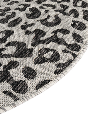 Light Gray 10' x 10' Outdoor Safari Round Area Rug Weather Resistant for Patio, Deck, Terrace, Balcony, Porch Animal Print Wildlife Nature Carpet for Sale at Rug Engine