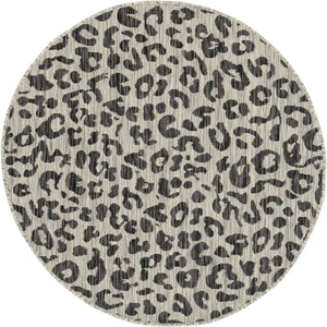 Light Gray 4' 1 x 4' 1 Outdoor Safari Round Area Rug Weather Resistant for Patio, Deck, Terrace, Balcony, Porch Animal Print Wildlife Nature Carpet for Sale at Rug Engine