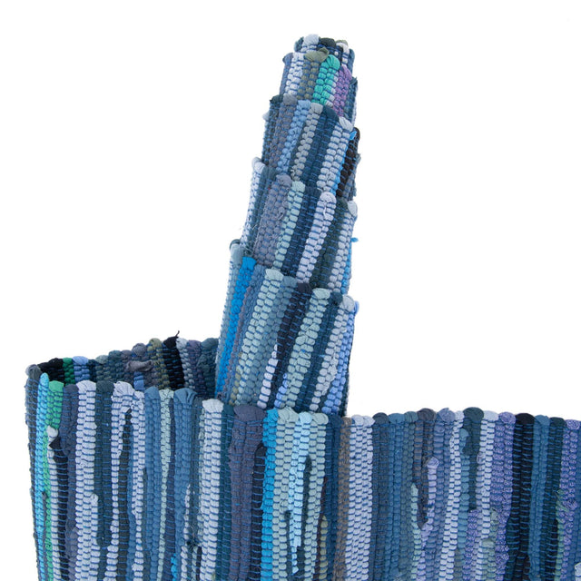 Navy Blue 9' x 12' Chindi Cotton Rectangle Rug