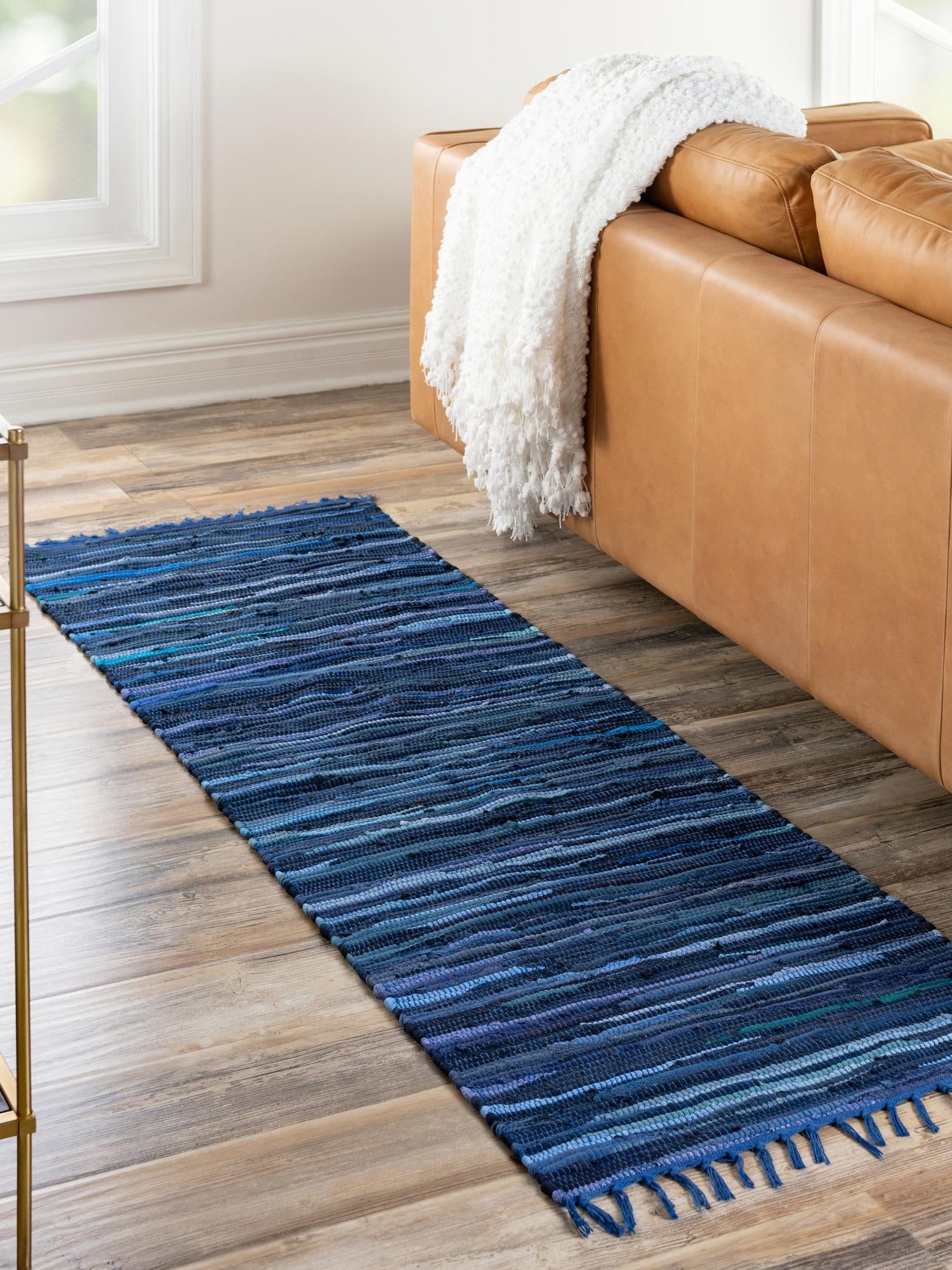 Navy Blue 2' 7 x 9' 10 Chindi Cotton Runner Area Rug Interior Design Home Decor Carpet Mat for Sale at Rug Engine