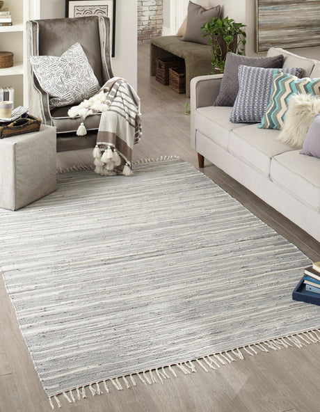 Gray 9' x 12' Chindi Cotton Rectangle Rug