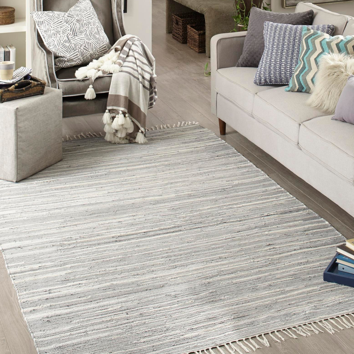 Gray 2' 2 x 3' Chindi Cotton Rectangle Area Rug Interior Design Home D ...