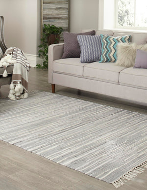 Gray 9' x 12' Chindi Cotton Rectangle Rug
