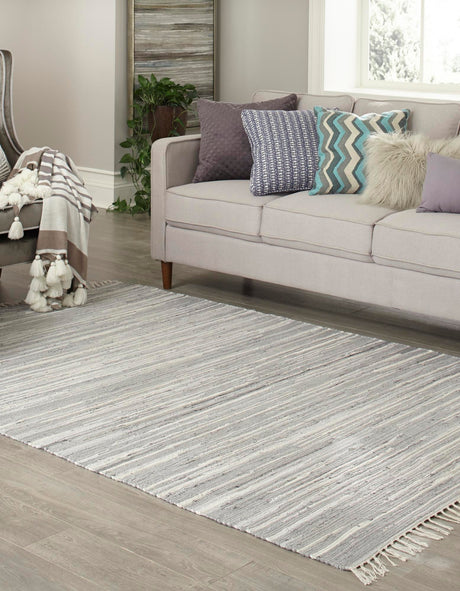 Gray 9' x 12' Chindi Cotton Rectangle Rug