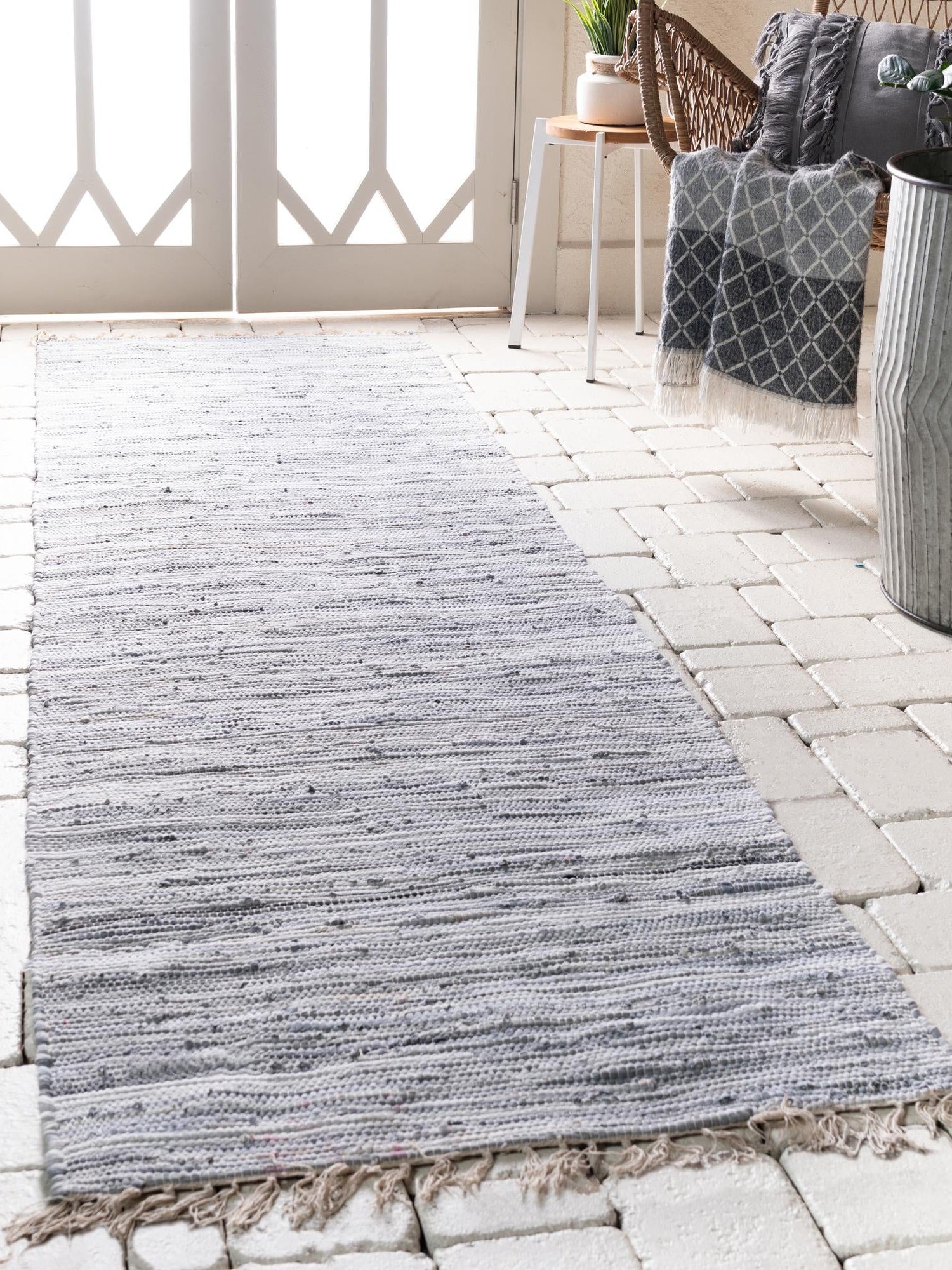 Gray 2' 7 x 9' 10 Chindi Cotton Runner Area Rug Interior Design Home Decor Carpet Mat for Sale at Rug Engine