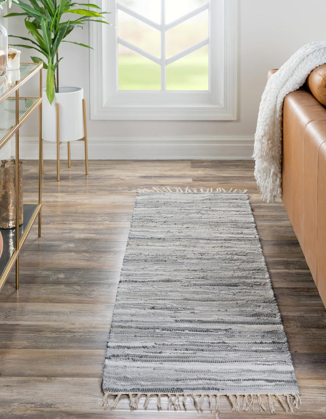 Gray 3' x 10' Chindi Cotton Runner Rug