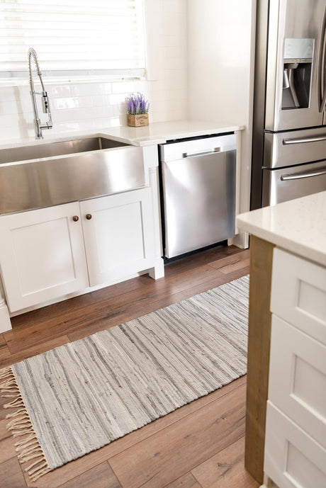 Gray 2' 7 x 9' 10 Chindi Cotton Runner Area Rug Interior Design Home Decor Carpet Mat for Sale at Rug Engine