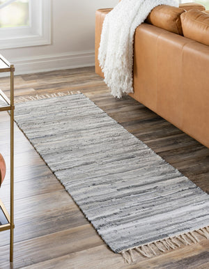 Gray 3' x 10' Chindi Cotton Runner Rug