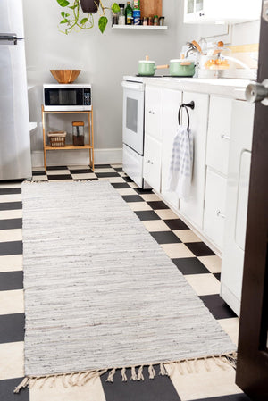Gray 3' x 10' Chindi Cotton Runner Rug