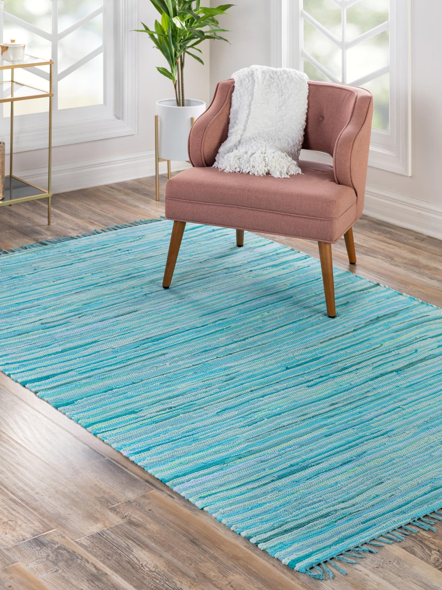 Light Blue 9' x 12' Chindi Cotton Rectangle Area Rug Interior Design Home Decor Carpet Mat for Sale at Rug Engine