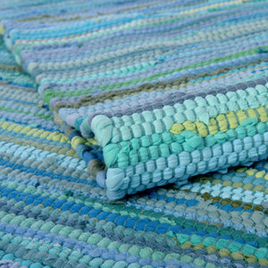 Light Blue 8' x 10' Chindi Cotton Rectangle Rug