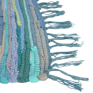 Light Blue 2' 2 x 3' Chindi Cotton Rectangle Rug