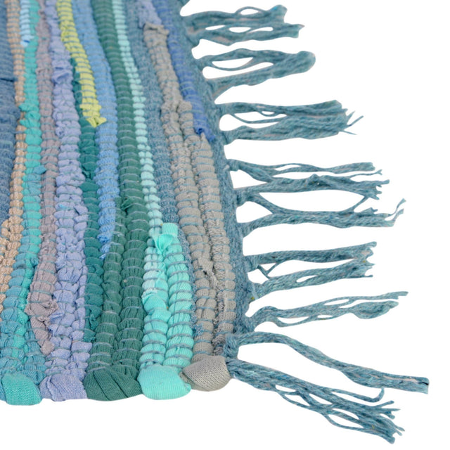 Light Blue 8' x 10' Chindi Cotton Rectangle Rug