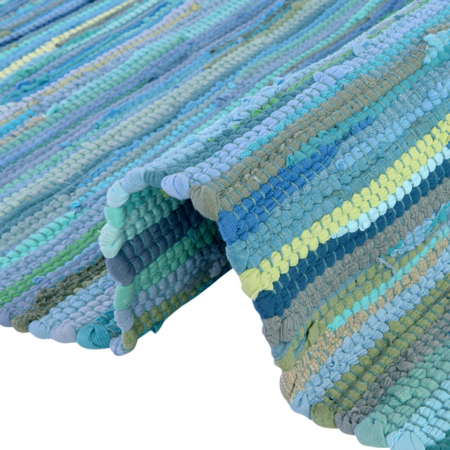 Light Blue 8' x 10' Chindi Cotton Rectangle Rug