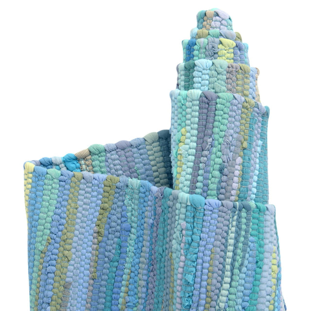 Light Blue 8' x 10' Chindi Cotton Rectangle Rug