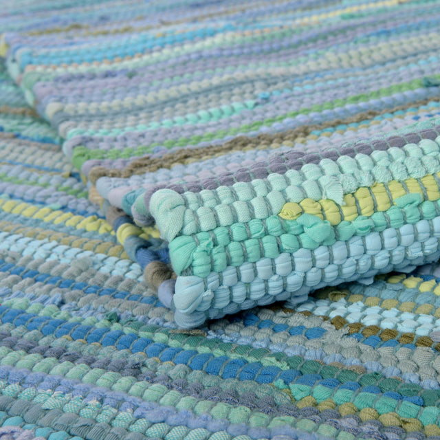 Light Blue 2' 7 x 9' 10 Chindi Cotton Runner Area Rug Interior Design Home Decor Carpet Mat for Sale at Rug Engine