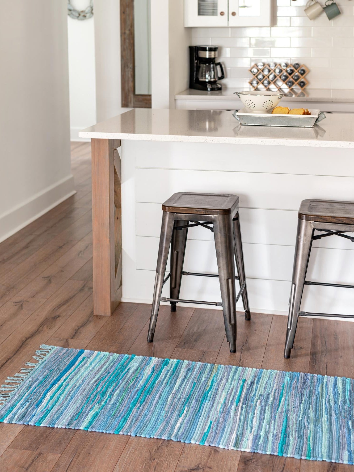 Light Blue 2' 2 x 6' 7 Chindi Cotton Runner Area Rug Interior Design Home Decor Carpet Mat for Sale at Rug Engine