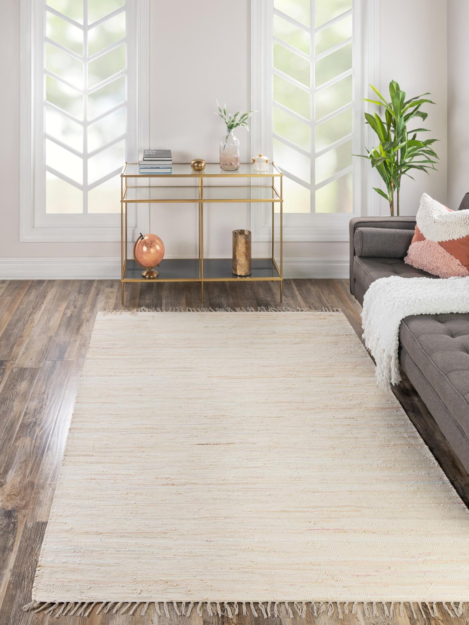 Beige 4' x 6' Chindi Cotton Rectangle Area Rug Discounted Clearance Final Sale Interior Design Home Decor Carpet Mat for Sale at Rug Engine