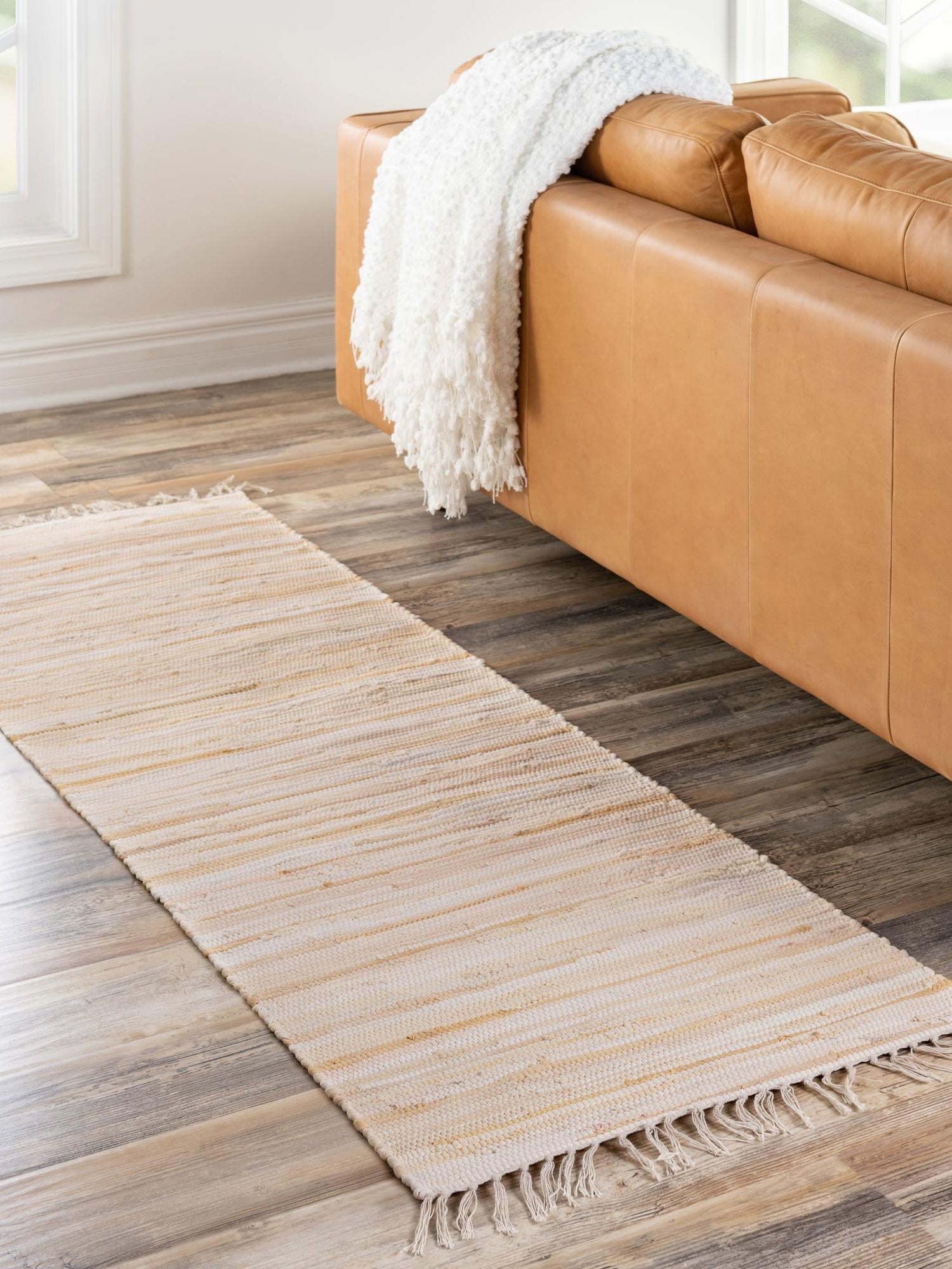 Beige 2' x 6' Chindi Cotton Runner Area Rug Interior Design Home Decor Carpet Mat for Sale at Rug Engine