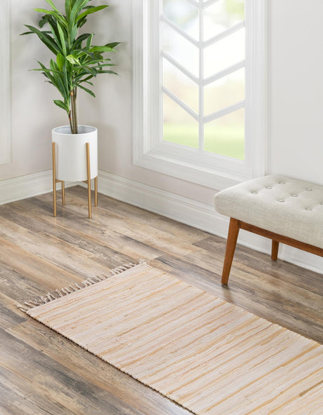 Beige 2' x 6' Chindi Cotton Runner Area Rug Interior Design Home Decor Carpet Mat for Sale at Rug Engine