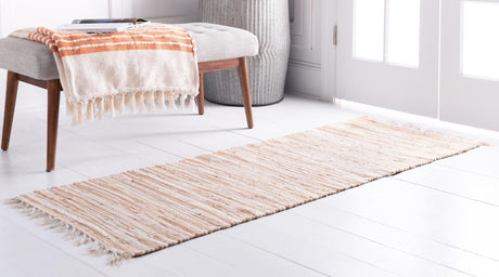 Beige 2' x 6' Chindi Cotton Runner Area Rug Interior Design Home Decor Carpet Mat for Sale at Rug Engine