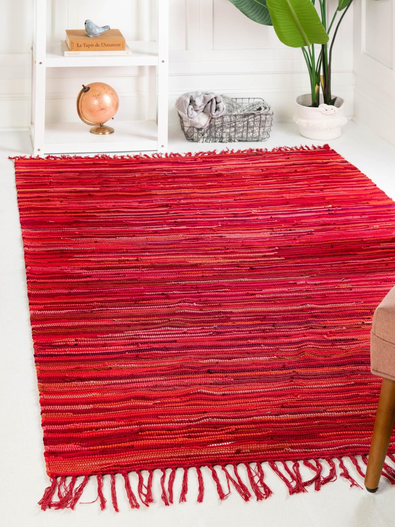 Red 8' x 10' Chindi Cotton Rectangle Area Rug Interior Design Home Decor Carpet Mat for Sale at Rug Engine