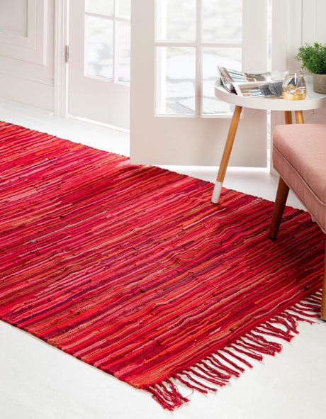 Red 9' x 12' Chindi Cotton Rectangle Rug