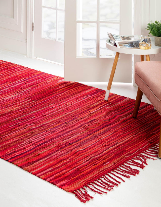 Red 9' x 12' Chindi Cotton Rectangle Rug