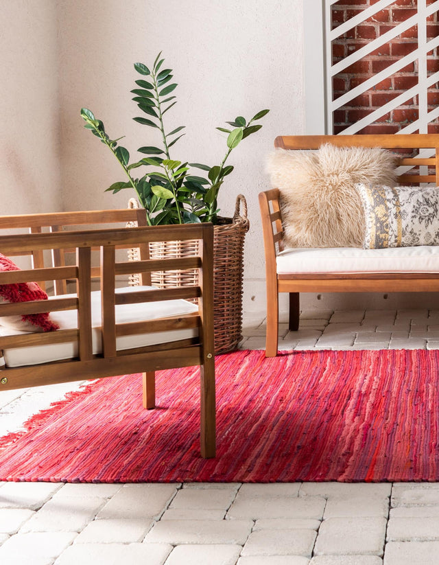 Red 9' x 12' Chindi Cotton Rectangle Rug