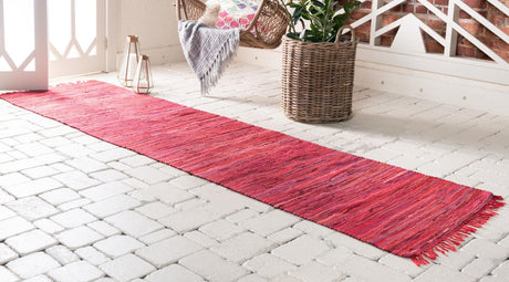 Red 2' 2 x 7' Chindi Cotton Runner Rug