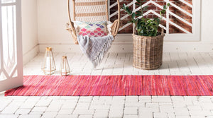 Red 3' x 10' Chindi Cotton Runner Rug