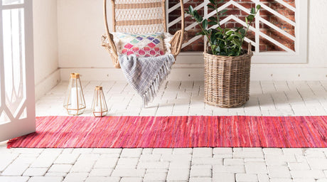 Red 2' 2 x 6' 7 Chindi Cotton Runner Area Rug Interior Design Home Decor Carpet Mat for Sale at Rug Engine