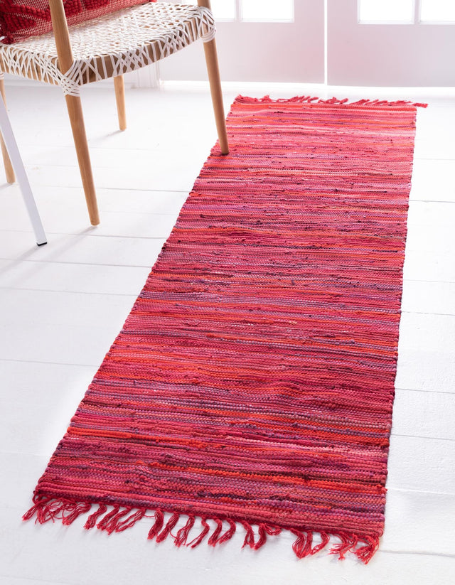Red 3' x 10' Chindi Cotton Runner Rug