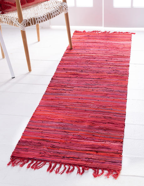 Red 2' 2 x 7' Chindi Cotton Runner Rug