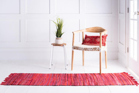 Red 2' 2 x 6' 7 Chindi Cotton Runner Area Rug Interior Design Home Decor Carpet Mat for Sale at Rug Engine