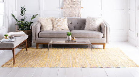 Yellow 8' x 10' Chindi Cotton Rectangle Area Rug Interior Design Home Decor Carpet Mat for Sale at Rug Engine