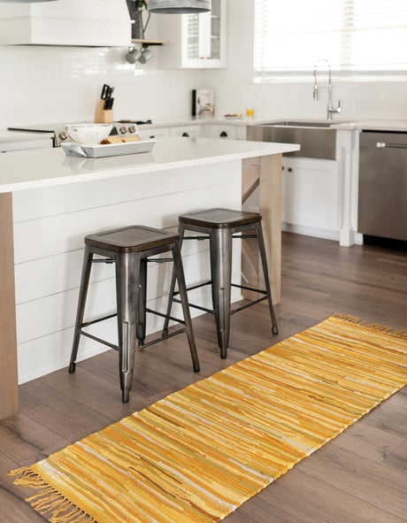 Yellow 3' x 10' Chindi Cotton Runner Rug