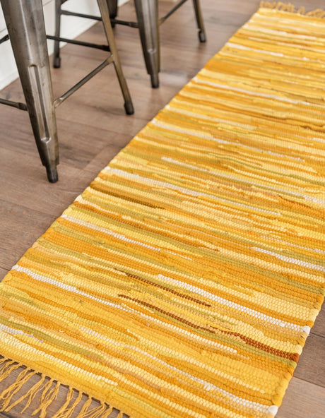 Yellow 2' 7 x 9' 10 Chindi Cotton Runner Area Rug Interior Design Home Decor Carpet Mat for Sale at Rug Engine