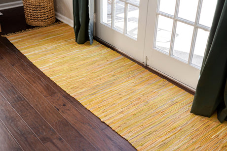 Yellow 2' 7 x 9' 10 Chindi Cotton Runner Area Rug Interior Design Home Decor Carpet Mat for Sale at Rug Engine