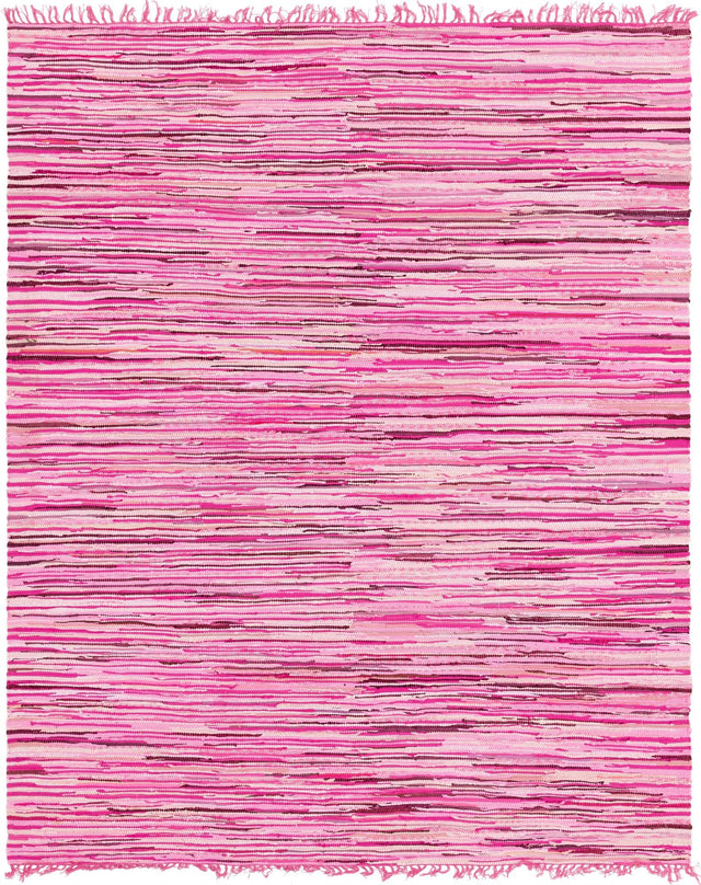 Pink 8' x 10' Chindi Cotton Rectangle Rug
