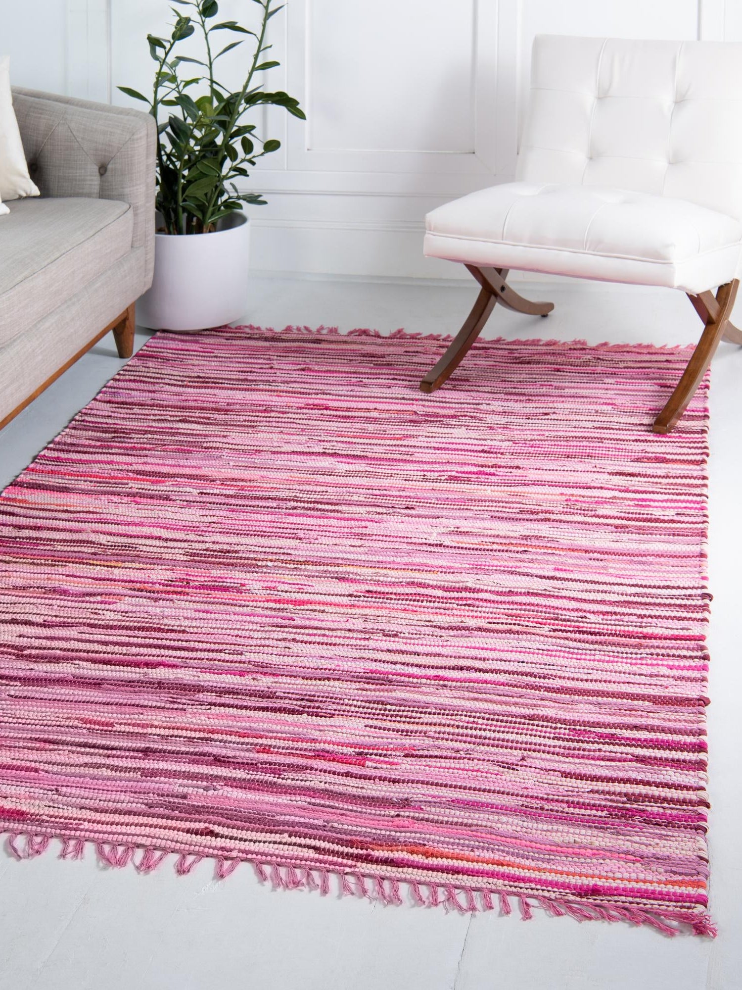 Pink 9' x 12' Chindi Cotton Rectangle Area Rug Interior Design Home Decor Carpet Mat for Sale at Rug Engine