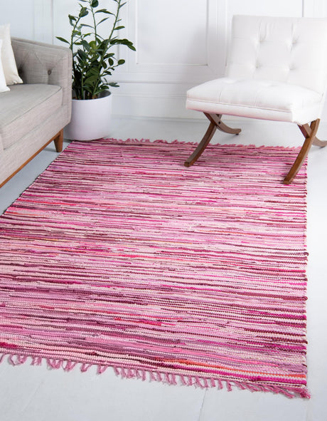 Pink 8' x 10' Chindi Cotton Rectangle Rug