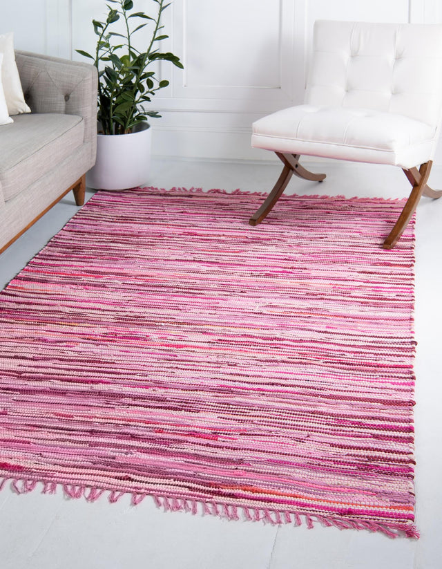 Pink 8' x 10' Chindi Cotton Rectangle Rug