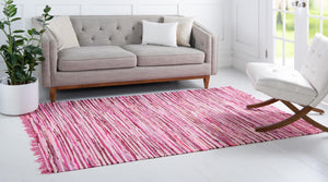 Pink 8' x 10' Chindi Cotton Rectangle Rug