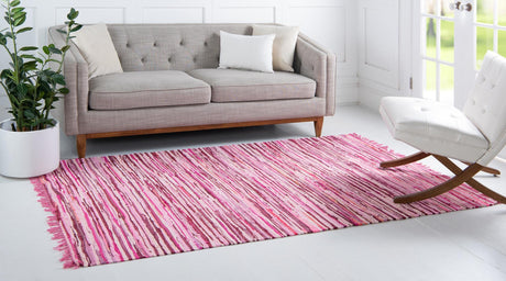 Pink 5' x 8' Chindi Cotton Rectangle Rug