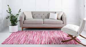 Pink 8' x 10' Chindi Cotton Rectangle Rug